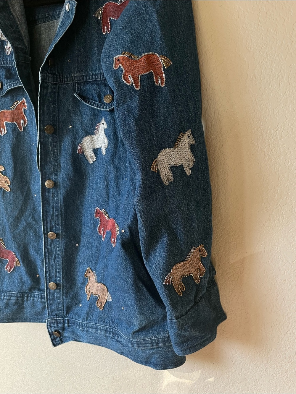 The Quacker Factory Denim Jacket with Embroidered Beaded Horses - Picture 6 of 10
